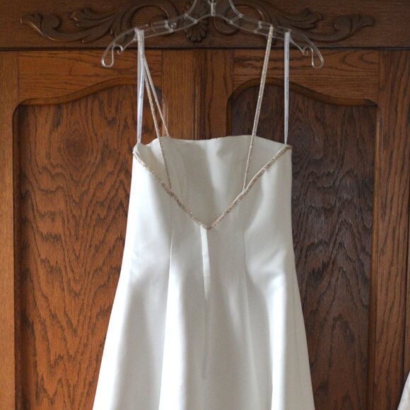 2 piece Vintage Oleg Cassini Collection Ivory Wedding Dress Lace Beaded Jacket 4 - Picture 8 of 16